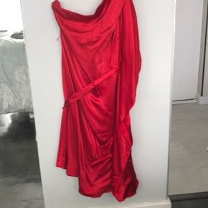 Silk One Shoulder Red Cocktail Dress never worn